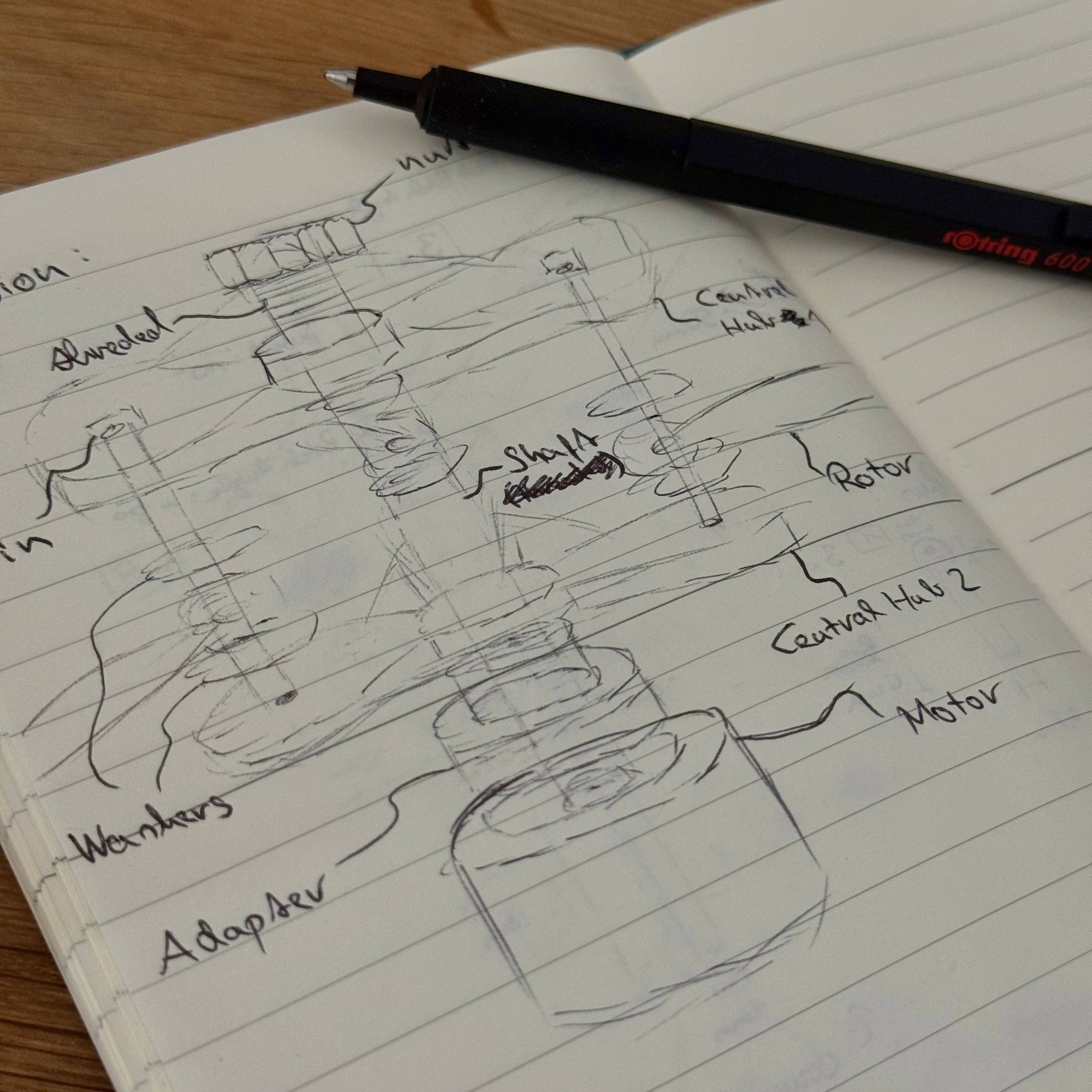 Concept sketch for the foldable drone rotor